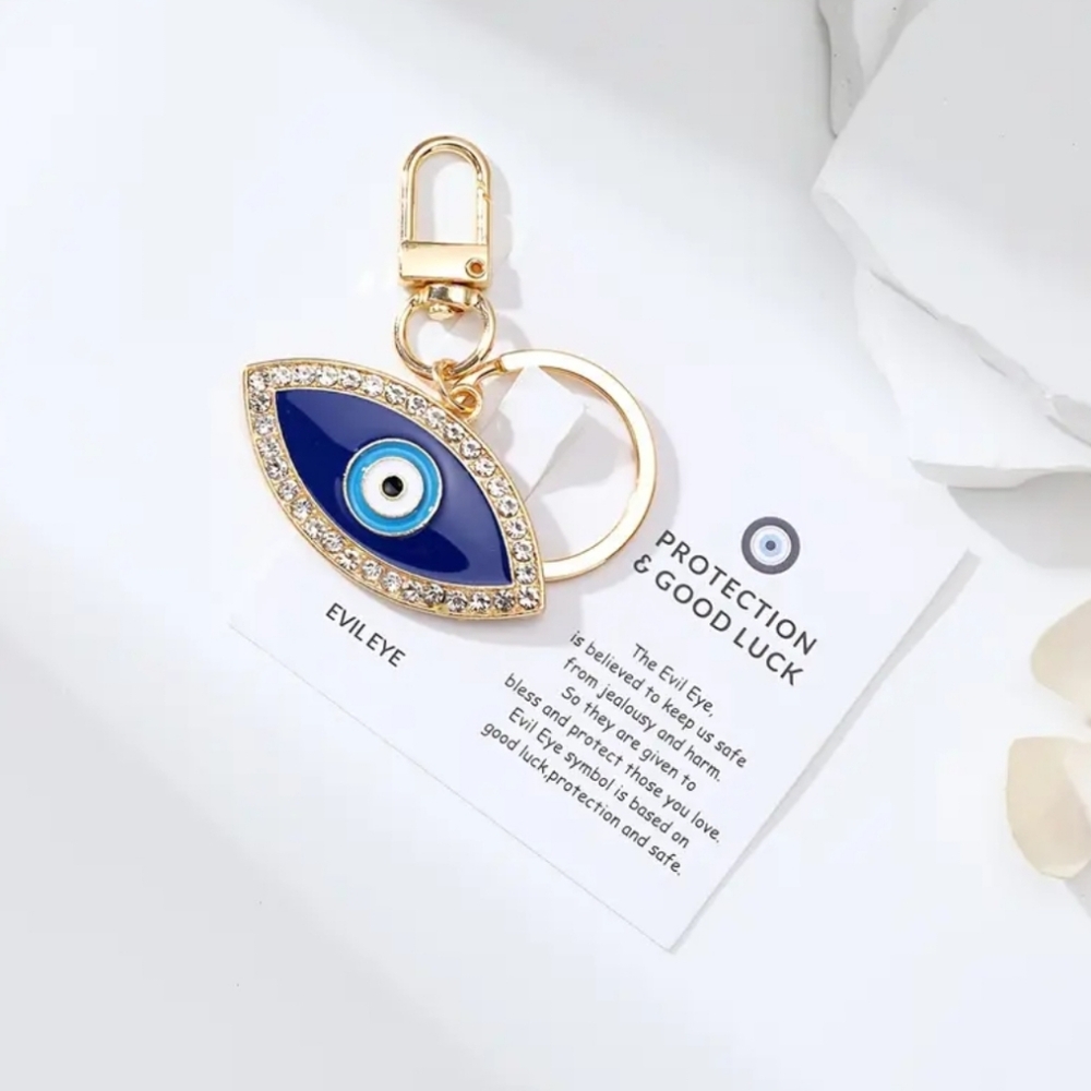 Rhinestone "Evil Eye" Keychain/Bag 🎒👜 Charm ~ Protection, Luck 🍀, Size Large - Picture 2 of 10